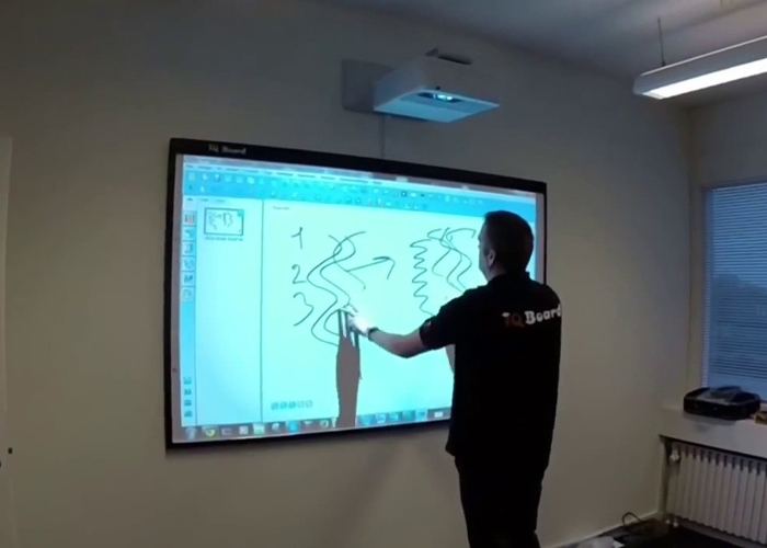 برد هوشمند آی کیو IQ Board ET با قابلیت مدیریت همزمان دو کاربر، ردیابی قلم 480 نقطه ونسبت تصویر 4:3 قاب جذابی را برای کلاس درس می‌سازد.