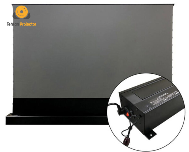 بهترین پرده نمایش برای سینمای خانگی: 6. پرده نمایش فوجیتا کف بازشو برقی ALR سایز 100 اینچ فرمت 16:9